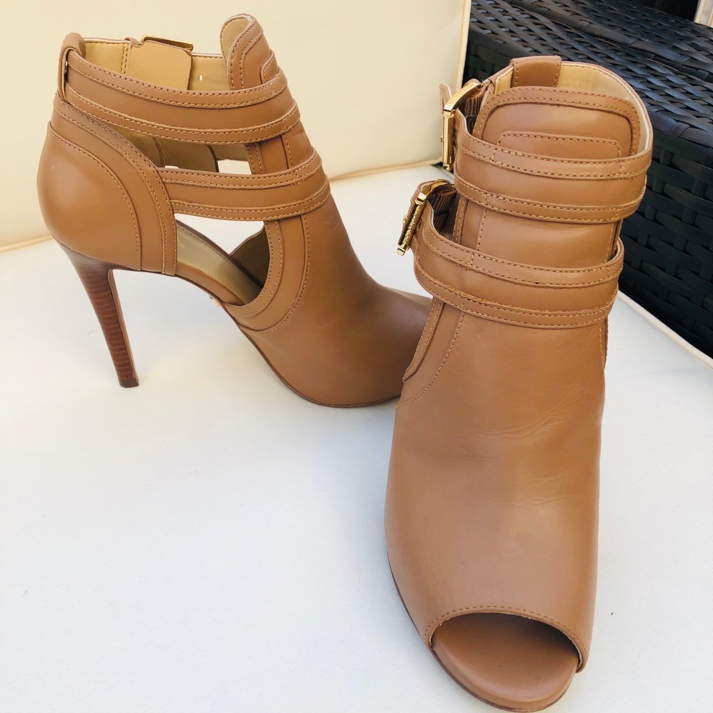 Blaze Leather Open-Toe Bootie